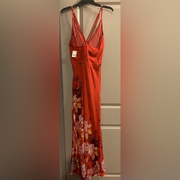 Free People Get To You Printed Maxi Floral Slip Dress Scarlet Combo - Small NWT - Picture 11 of 16